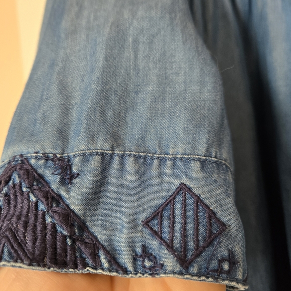 Lucky Brand Blue Embroidered Boho Denim Style Cardigan Jacket Women’s Size M - Picture 5 of 15